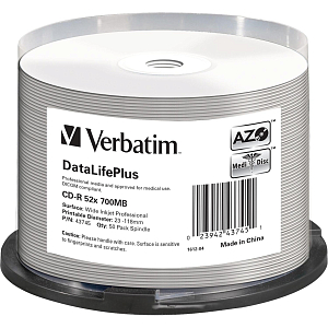 Носители информации CD-R Verbatim 700Mb 52x Cake Box (50шт/уп) Print 43756