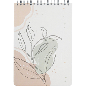 Блокнот 80л,клетка,А5 Flora 1,пласт.обл,серебр.спираль
