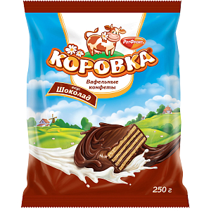 Конфеты шоколадные Коровка вафельные вкус шоколад, 250г