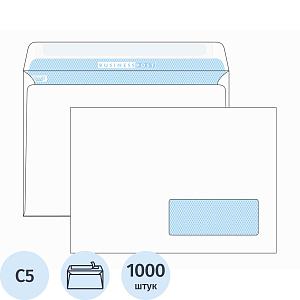 Конверт Бел C5 стрип пр окно BusinessPost 162х229 1000шт/уп/2960