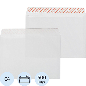 Конверт белый С4 стрип 229х324 100г Фин 500шт/ уп