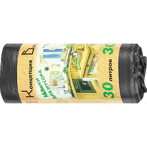 Мешки для мусора ПНД 30л 10мкм 30шт/рул черные 48x60см Концепция Быта_СПБ