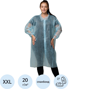 Халат н/с процед, рук.рез, 4кн, XXL(56-58), пл 20,  гол, Комус  10шт/уп
