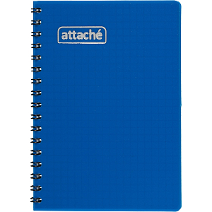 Блокнот А6,60л,гребень слева,обл.пластик,клетка, Attache Plastic, синий