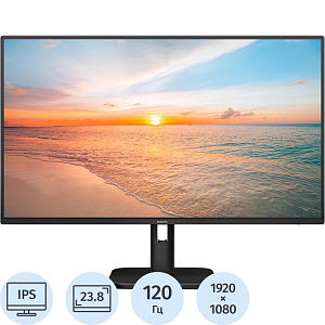 Монитор 23.8 PHILIPS 24E1N1200A0 Black (IPS, FHD, 120Hz HDMI 1.4,DP)