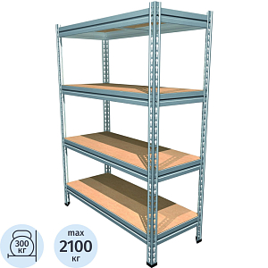 Стеллаж металлический 0MX_P_МС-Т 15514-2.0 с 4-мя полк(фанер) 1550х535х2000