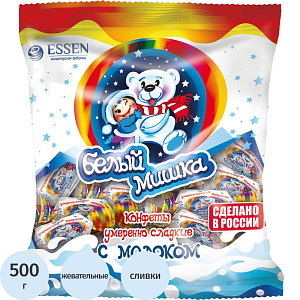 Конфеты жевательные Essen Белый Мишка неглазированные, 500г