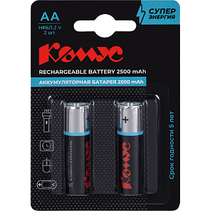 Аккумулятор АА/HR6 Ni-MH Rechargeable 2500mAh бл/2шт