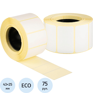 Термоэтикетки ЭКО 43х25, 1000 шт/рул, вт.40, 75  рул/уп