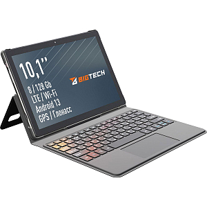 Планшет BigTech B2 10.1 8/128 ГБ Wi-Fi с клавиатурой LTE Wi-Fi серый