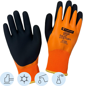 Перчатки TOPFORT ут. КЩС МБС с дв. лат. покр. Фриз Комфорт р. 10