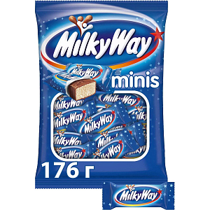 Шоколадный батончик Milky Way Minis, пакет, 176г
