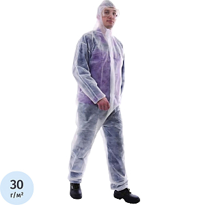 Комбинезон одноразовый Каспер, белый, 30 г/м2, р-р.ХL 1 шт/уп