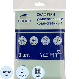 Салфетки хозяйственные Luscan Professional 300г/м2 40х40см 3шт/уп зеленые