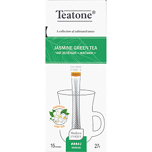 Чай Teatone зеленый с жасмином в металл.стике 15шт/уп. 737