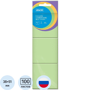 Стикеры ATTACHE Bright colours с клеев.краем 38х51 салатовый 100л. 3 шт/наб