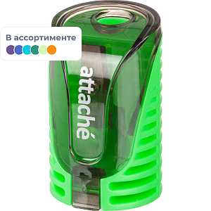 Точилка для карандашей, 1 отв, с контейнером, цв в ассорт, металл, пластик