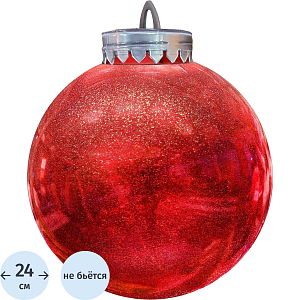 Шар 240мм, с глиттером лакированный (красный), 513434
