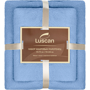 Набор полотенец махровых Luscan 300г/м2, 35x75/70x140 см голубой