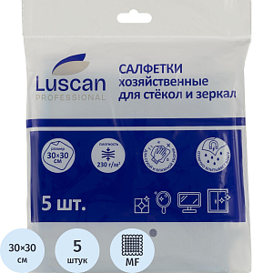 Салфетки хозяйственные Luscan Professional стек,зерк 230г/м2 30х30см 5шт/уп