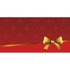 Конверт открытка Красная с золотым бантом, 10 шт/уп, КД-249