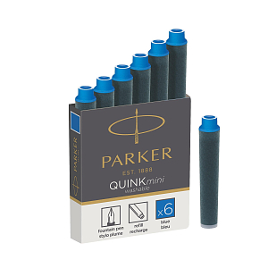 Картридж чернильный для перьевой ручки PARKER QUINK SHORT синие 6шт 1950409