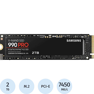 SSD накопительSamsung 990PRO (MZ-V9P2T0BW)2Tb M.2 PCI-E NVMe 2.0 Gen 4.0 x4
