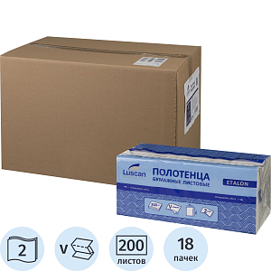 Полотенца бумажные д/дисп Luscan Professional Vсл 2сл бел 200л 18пач/уп_Спб