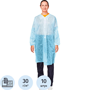 Халат на липучках (30 гр) XXXL голубой (10 шт/упак)