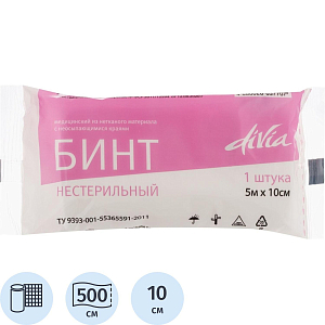 Бинт нестер. 5мх10см, пл.30г  неткан. мат-ла, WS/DIVA, инд.уп ШК32962/37707