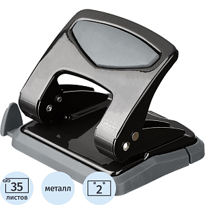 Дырокол Attache до 35 листов, с блокиратором, металлич., чёрный