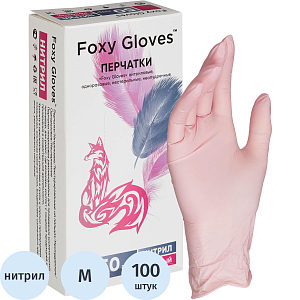 Перчатки нитрил., н/с н/о 3,5гр/шт роз.FOXY-GLOVES M 50 пар/уп ШК5485/08621