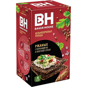 Хлебцы Скандинавские Baker House цельнозерновые ржаные, 180гр