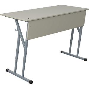 Парта MET_Комус Мебель Стол ученический 2-местный 3-7р.г. серый/серый НОВ