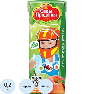 Сок Сады Придонья Яблоко-персик с мякотью, 0,2л