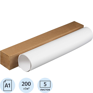 Ватман (бумага чертежная) 610х860мм 200г КБФГ 5л/уп, тубус 100х100х710мм