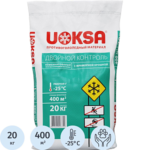 Реагент противогололёдный UOKSA ДвойнойКонтроль с мрам/крош 20кг до-25С_СПБ