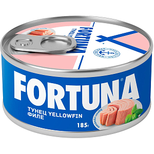 Тунец Fortuna филе yellowfin в собственном соку 185г